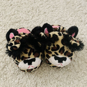 Toddler Fuzzy Plush Giraffe Slippers Warm Cozy Animal Face size 3 - 4 Yrs